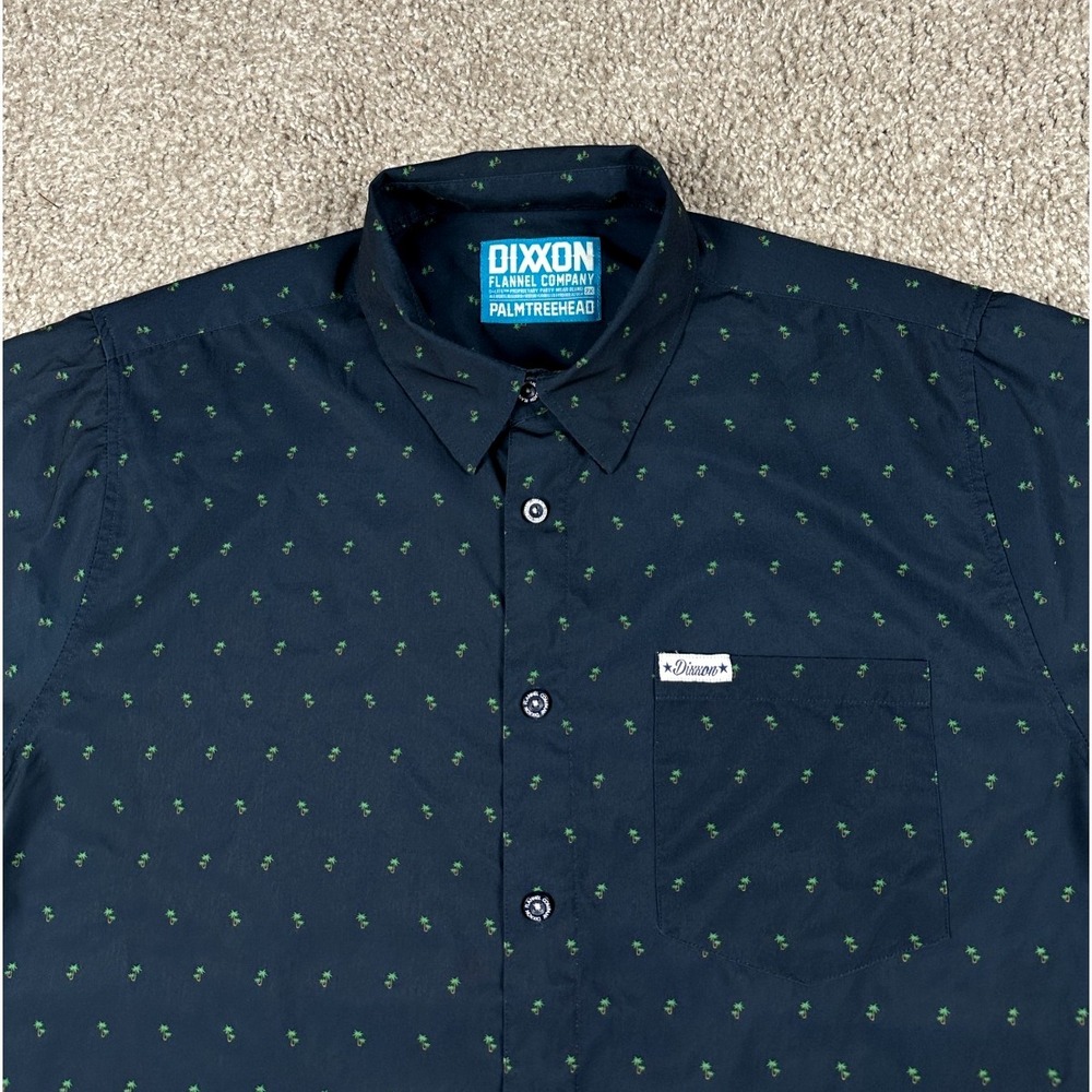 Dixxon Flannel Co Shirt Mens 2XL Blue Short Sleeve Palm Tree Lightweight Stretch - Picture 2 of 10